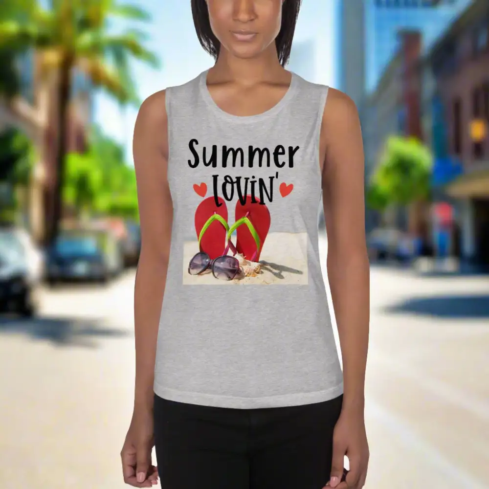 Ladies Muscle Tank Beach Lovin Tank Top