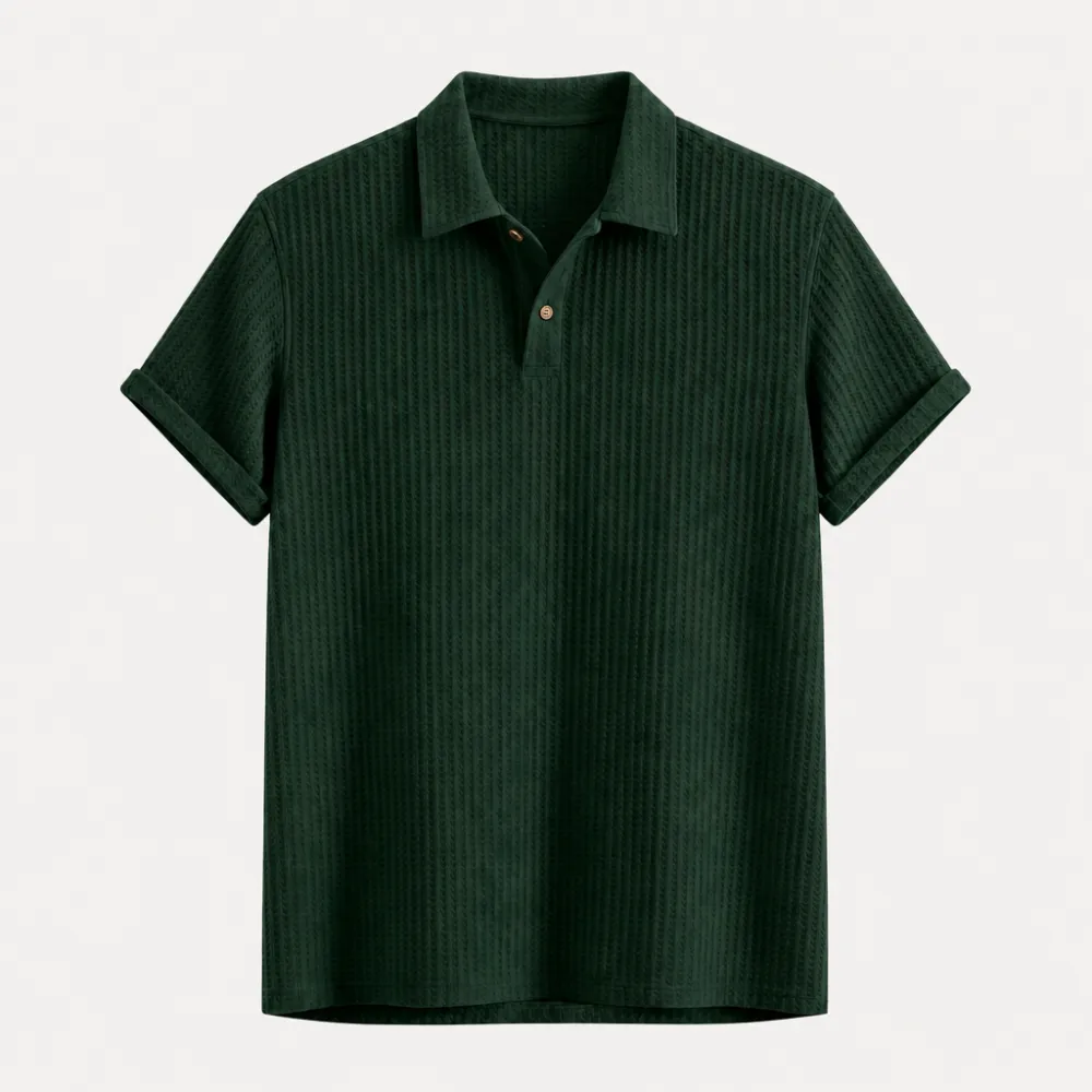 Men’s Waffle Textured Short Sleeve Polo Shirt