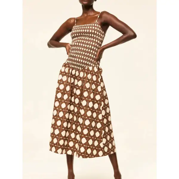 Geometric Pattern Cami Midi Dress