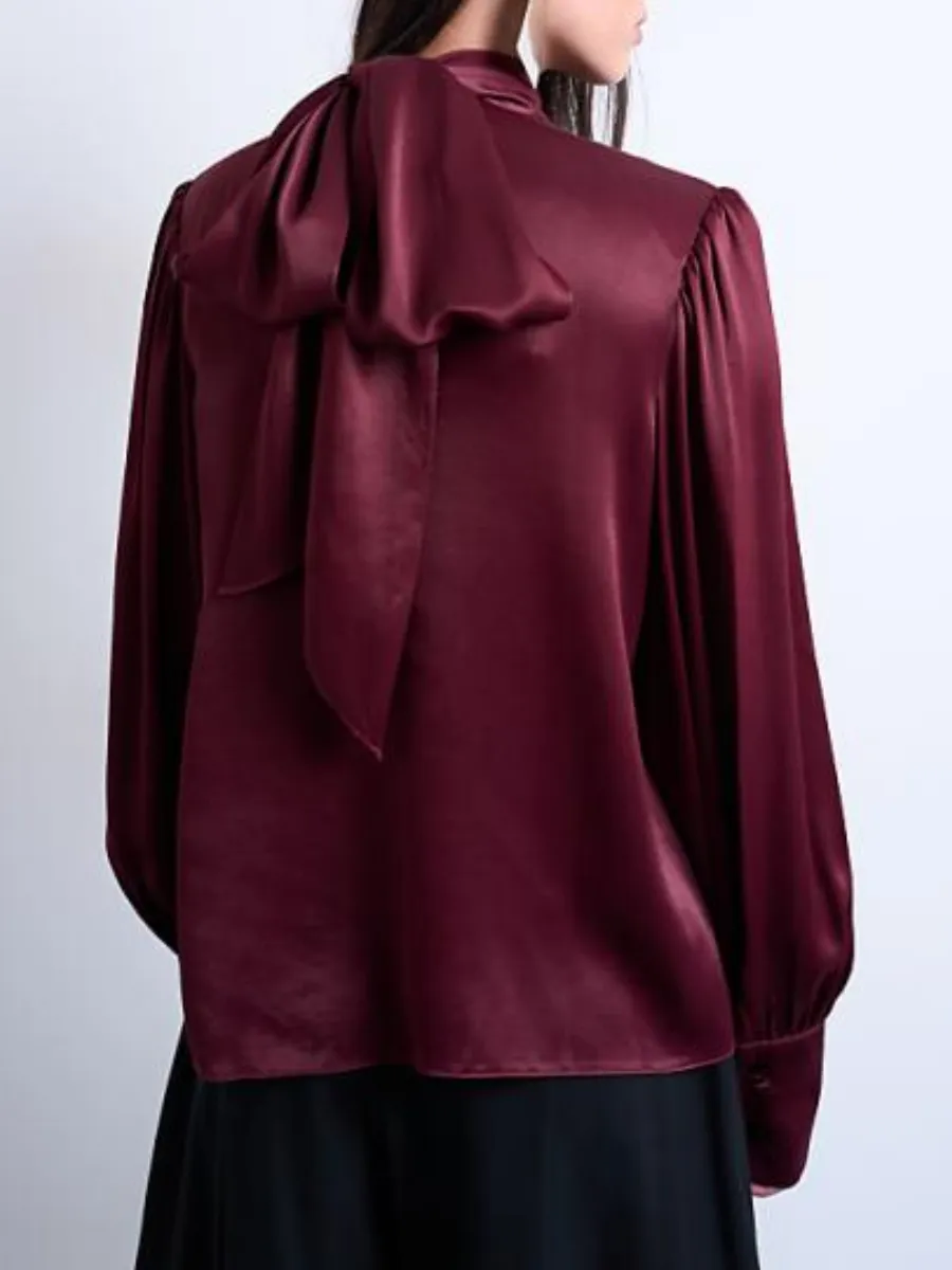 High Neck Satin Blouse