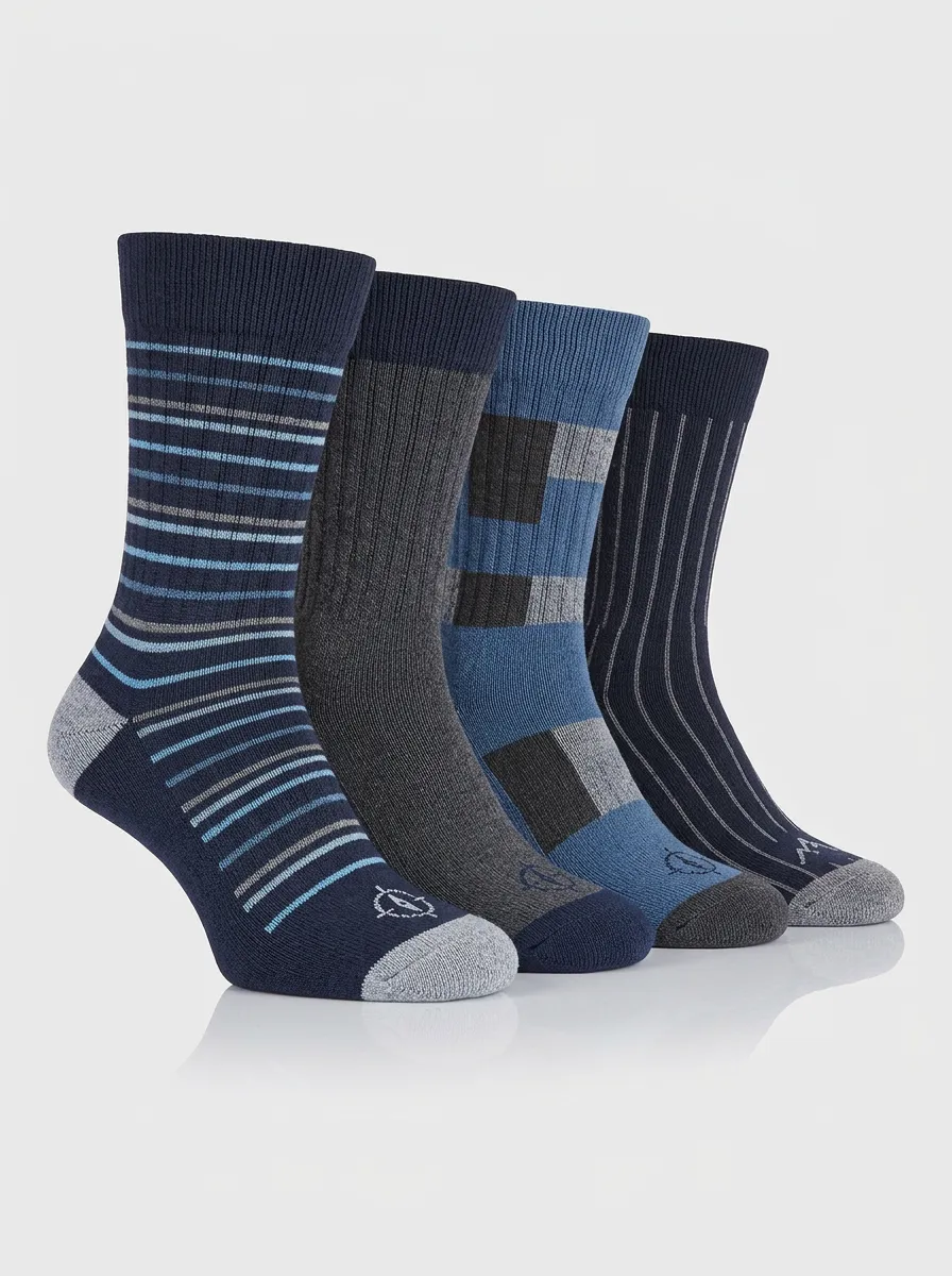 Practical Striped Plaid Collection Men's Four Pair Socks
