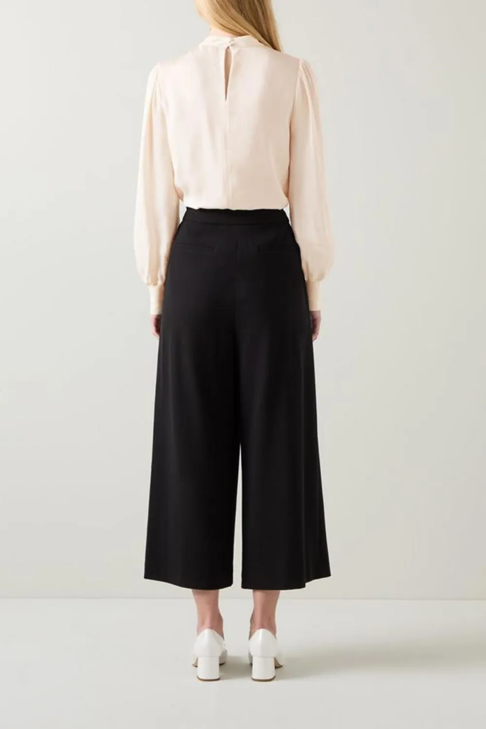 Cream Tie Neck Long Sleeve Blouse