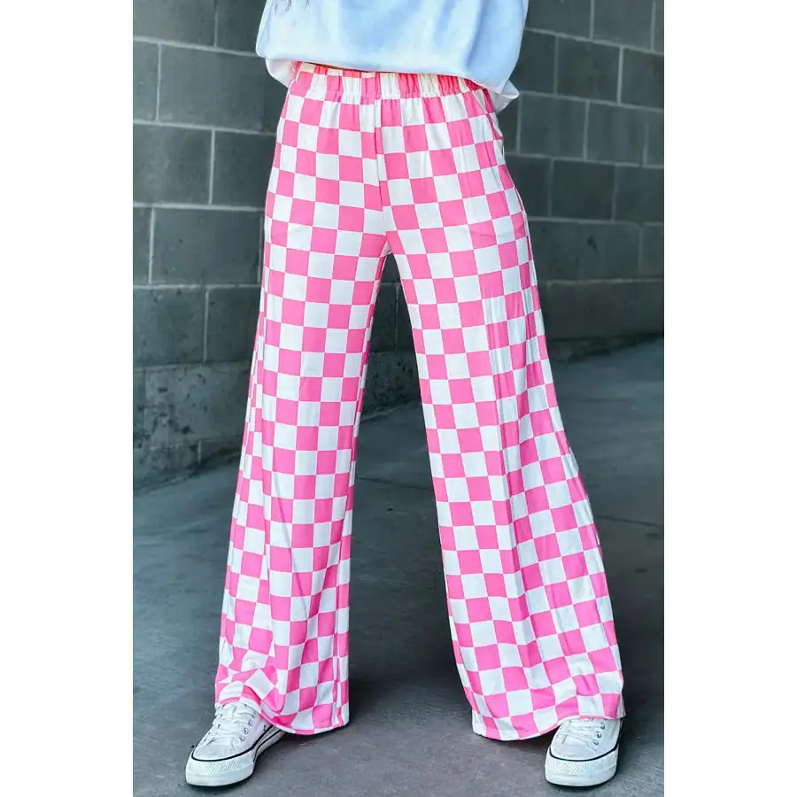 Checkered Wide Leg Pants