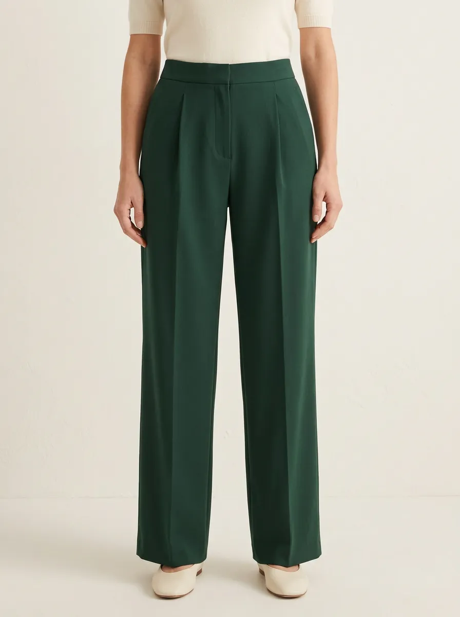 Classic Pleated Wide-Leg Trousers