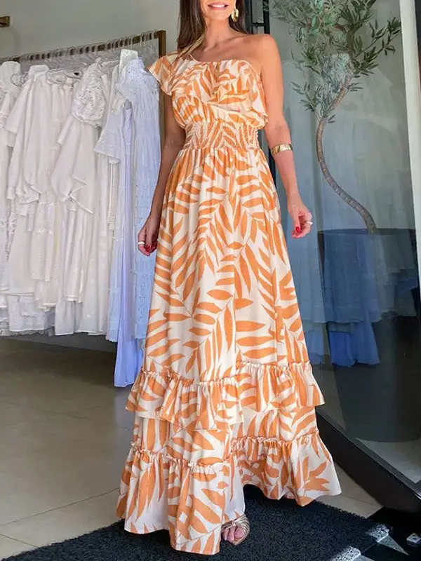 Printed Sleeve Maxi Dress