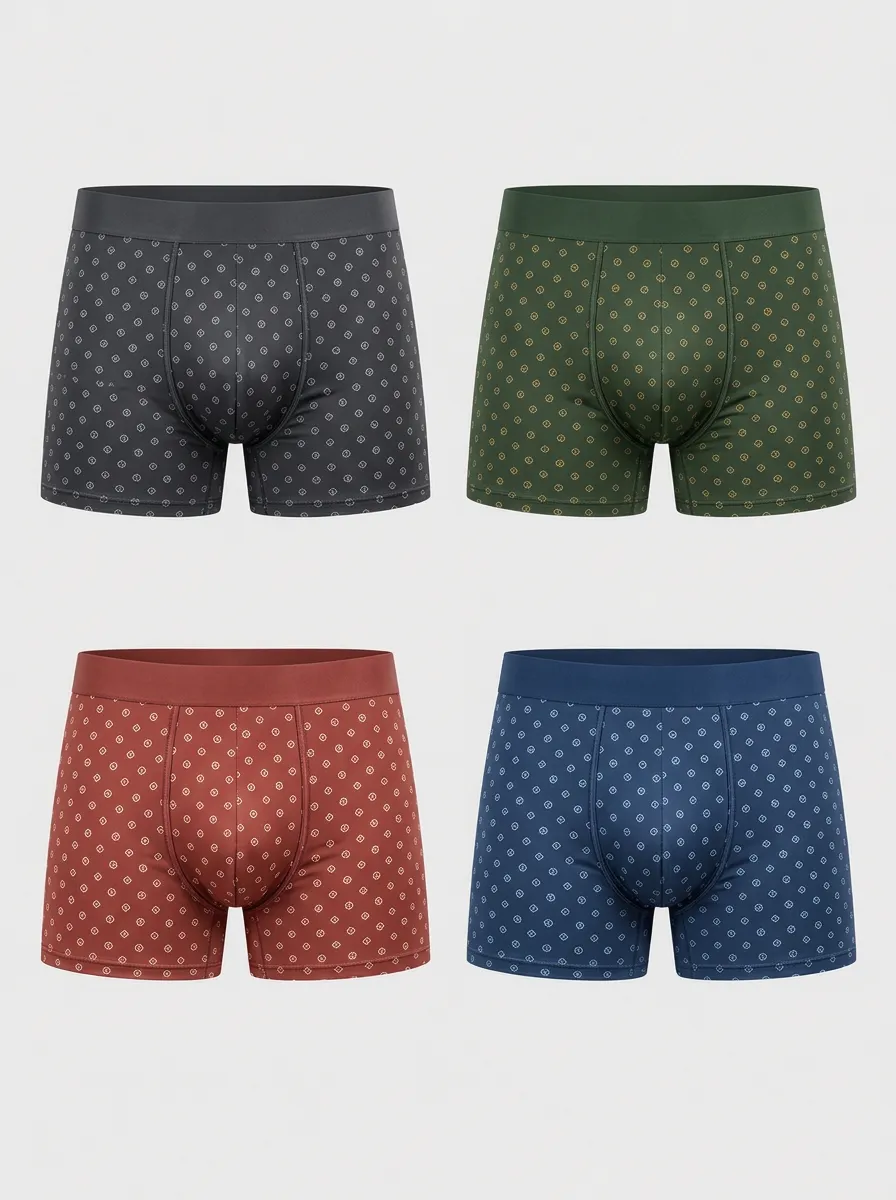 Men's Geometric Patterned Boxer Briefs 4-Pack