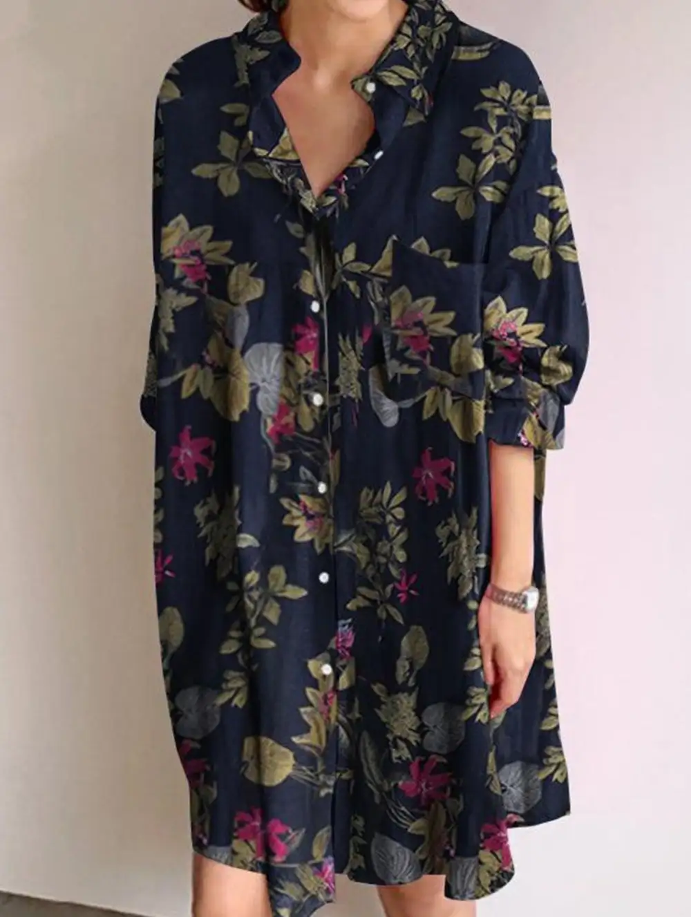 Cardigan Long-Sleeved Lapel Mid-Length Shirt