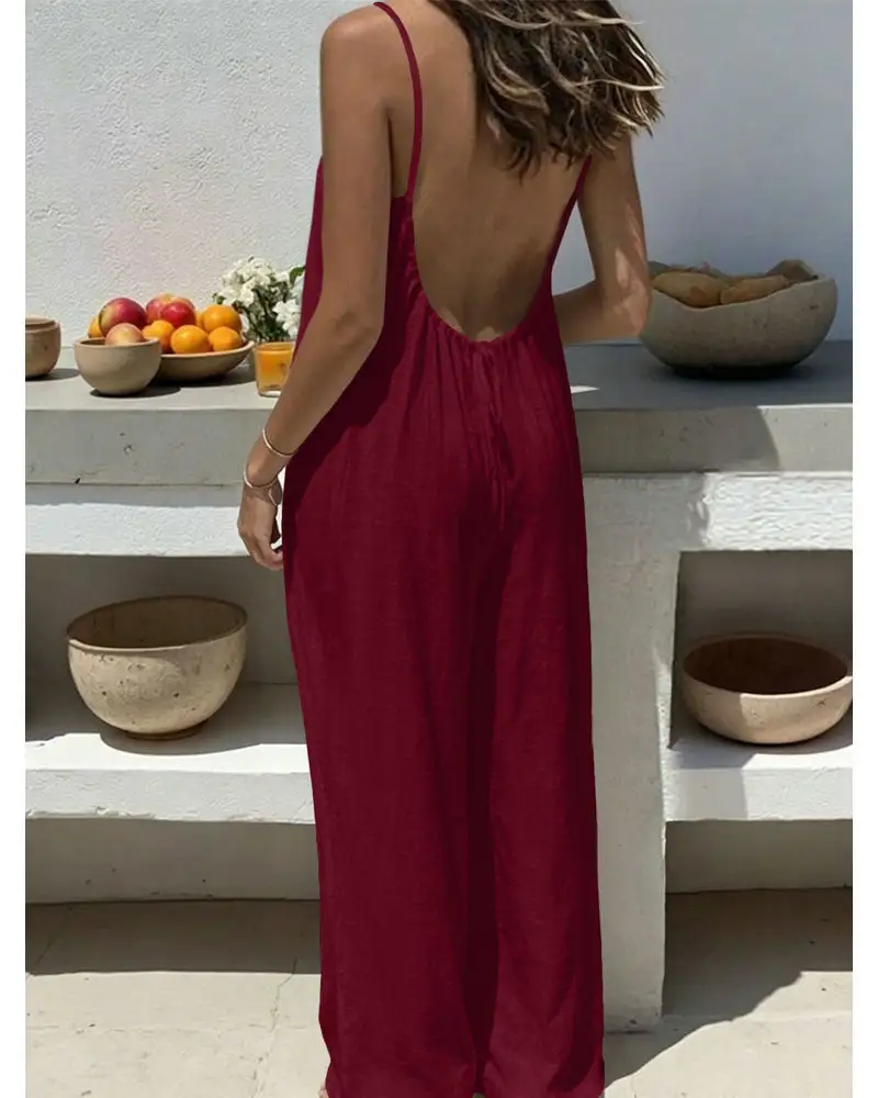 Backless Wide Leg Jumpsuit