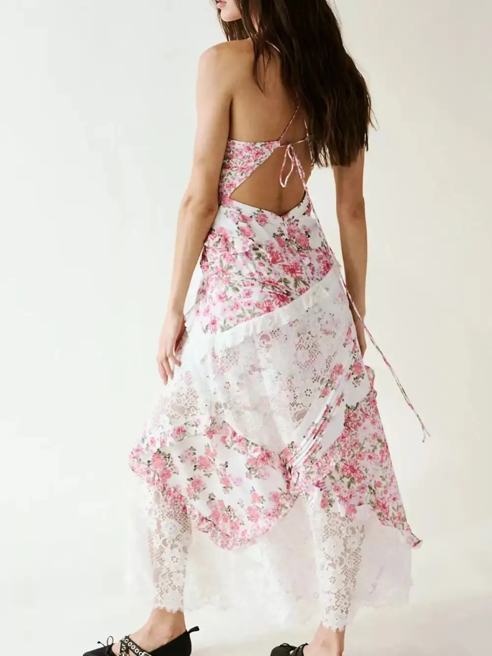 Floral Printed Lace Maxi Dress