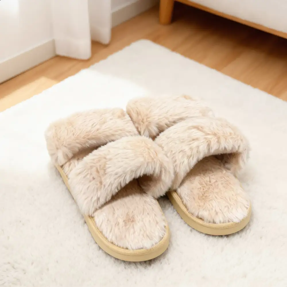 Cross-Over Fluffy Slippers