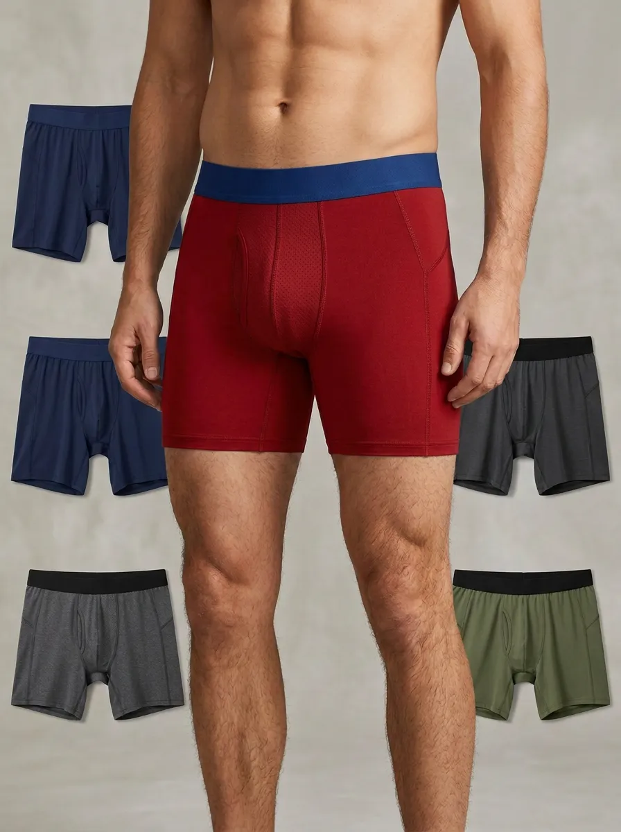 Men's Athletic Performance Breathable Mesh Printed Boxer Briefs