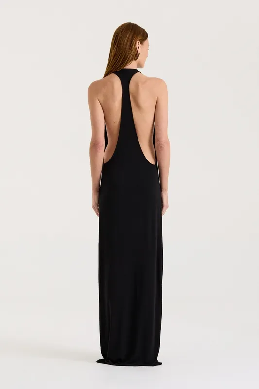 Black Racerback Halter Maxi Dress