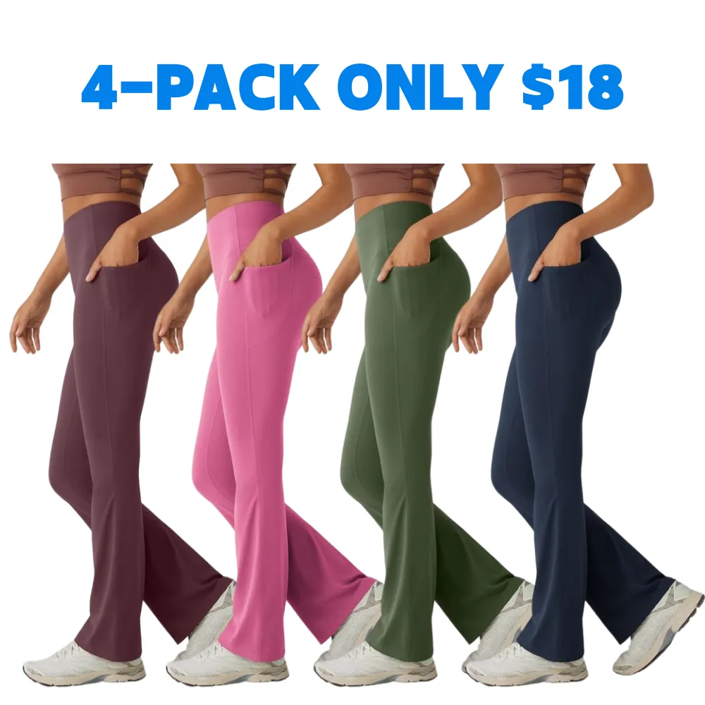 UltraSculpt High Waisted Tummy Control Pocket Shaping Yoga Bootcut Leggings