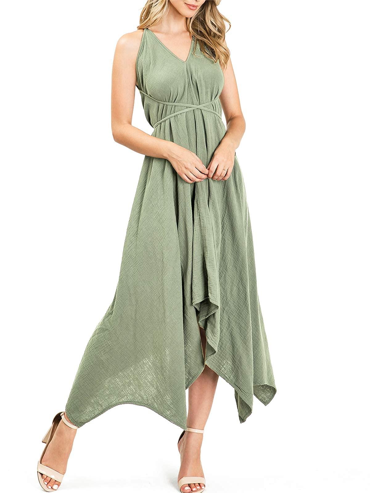 Taupe Asymmetric Midi Dress