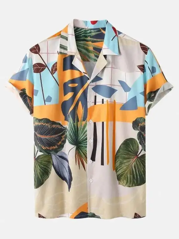 Printed Short Sleeve Shirt and Shorts Set