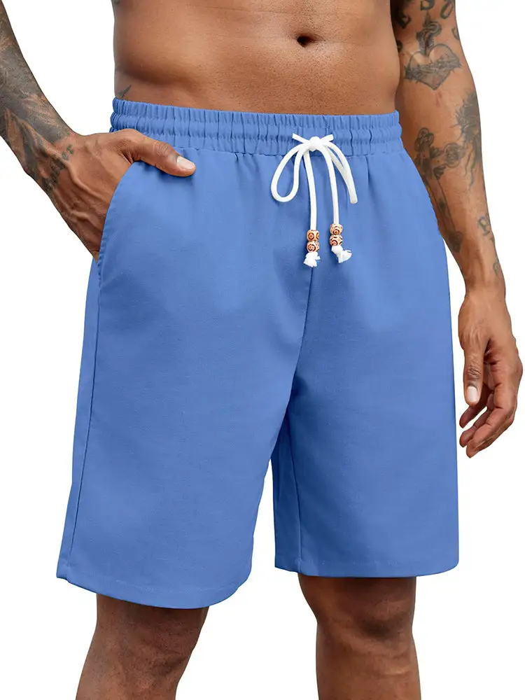 Men's Casual Drawstring Linen Blend Shorts
