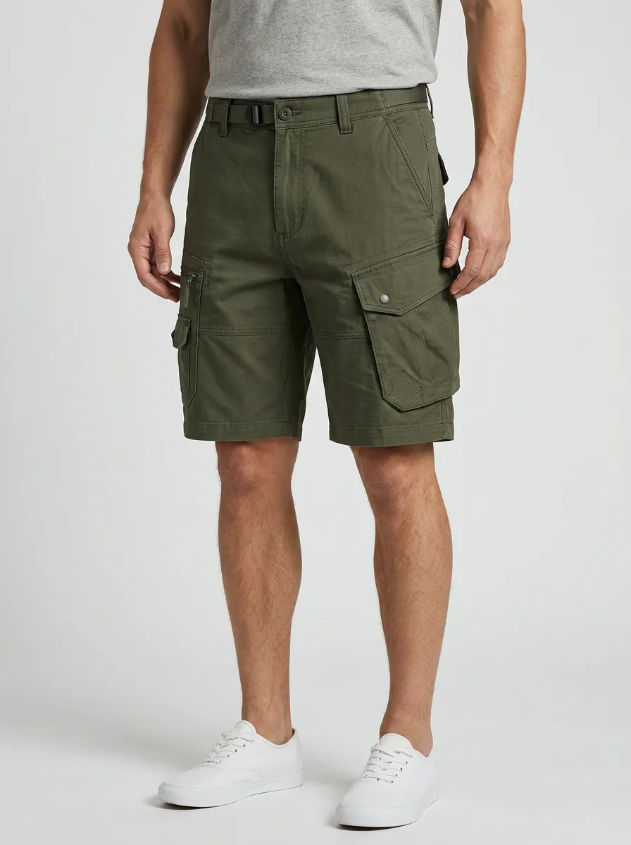 Men's Linen Blend Utility Cargo Shorts for Adventure Outfits for Outdoor Days