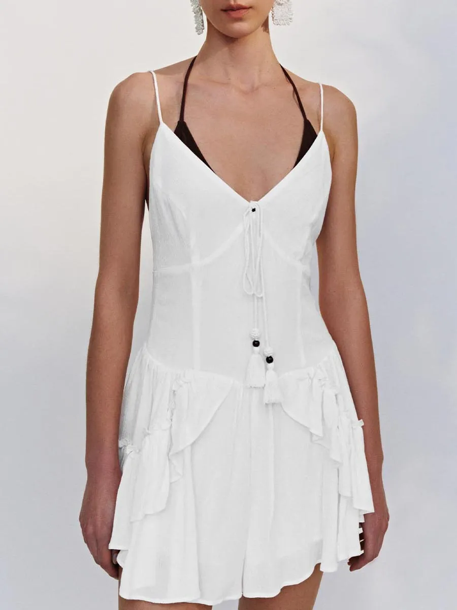 Bohemian Spaghetti Strap Mini Dress