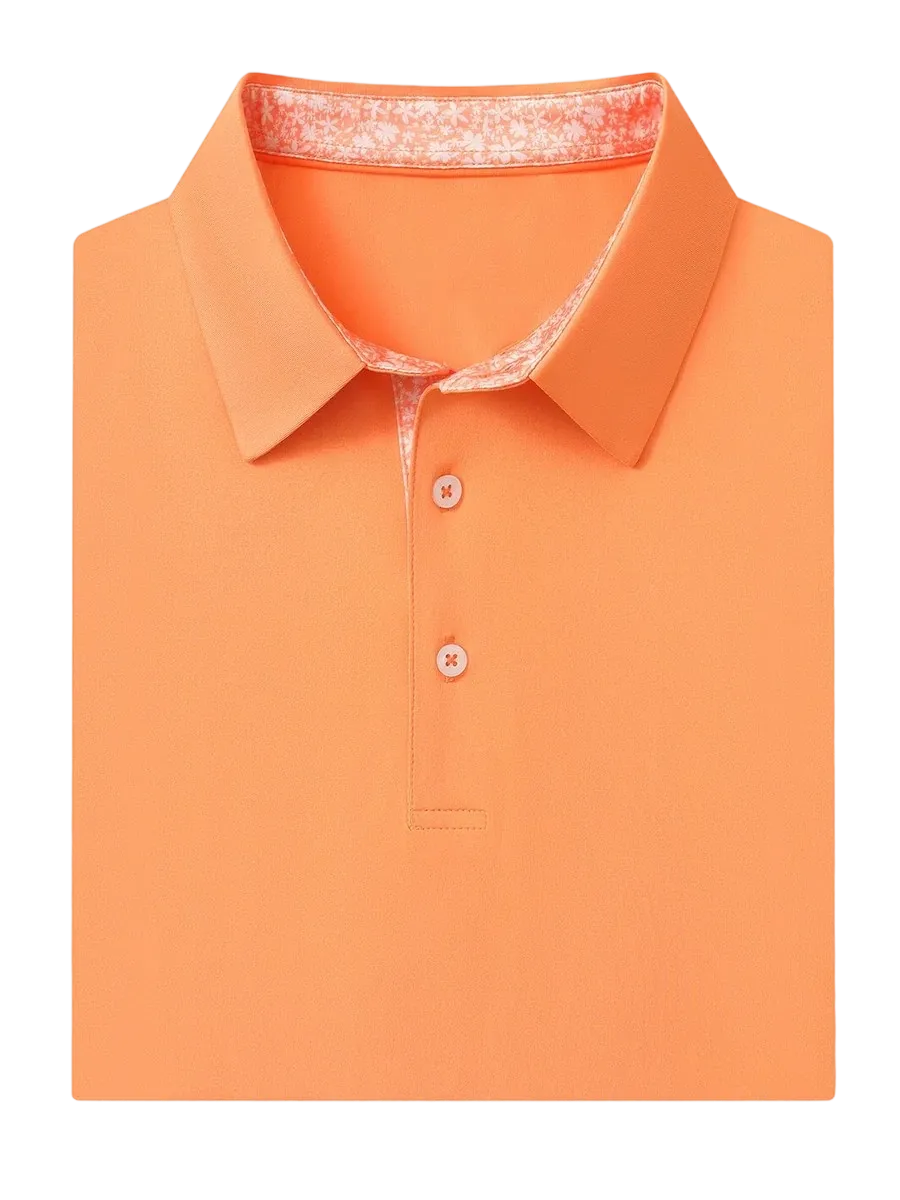 Men'S Designed Collared Solid Performance Polo