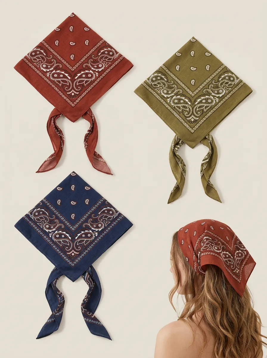Refined Paisley Three-Piece Bandana Headscarf Set