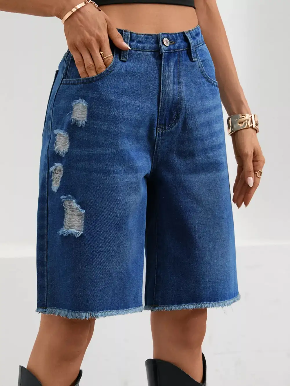 Raw Hem Frayed Hem Frayed Ripped Shorts