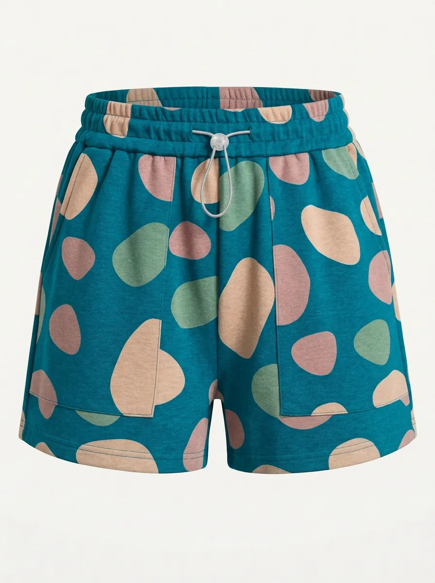 Women's Abstract Pebble Patch-Pocket Lounge Shorts