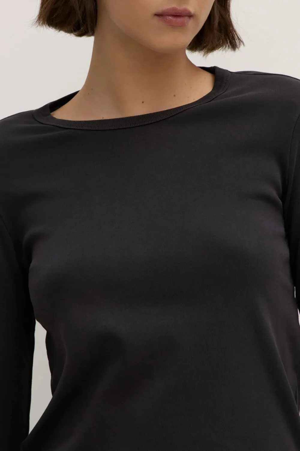 Cotton Ribbed Collar Women's T-Shirt