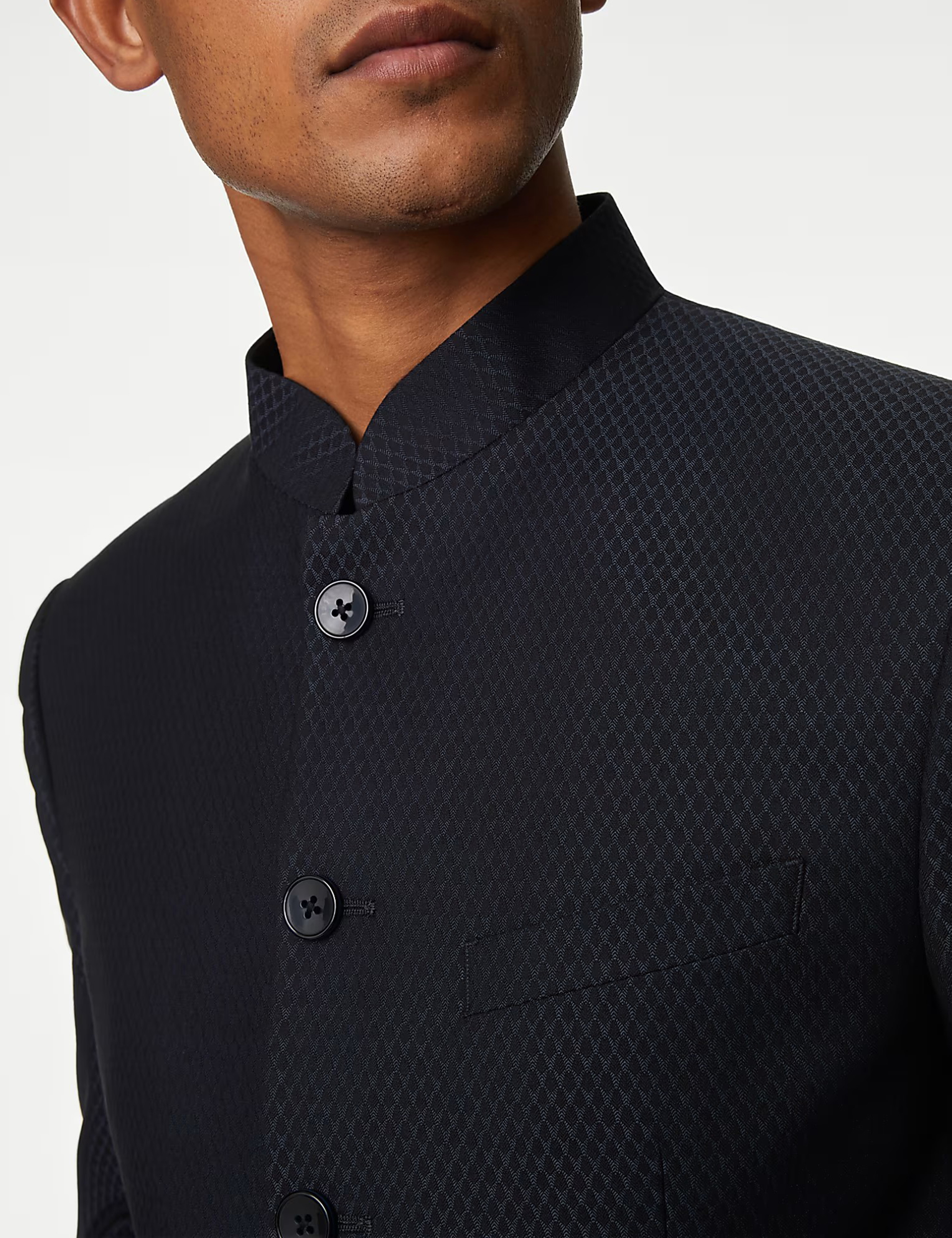 Black Textured Jacquard Jacket