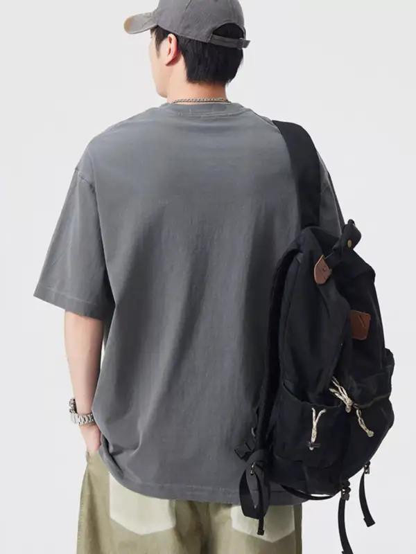 Stretch Letter Round-Neck Short-Sleeve T-Shirt