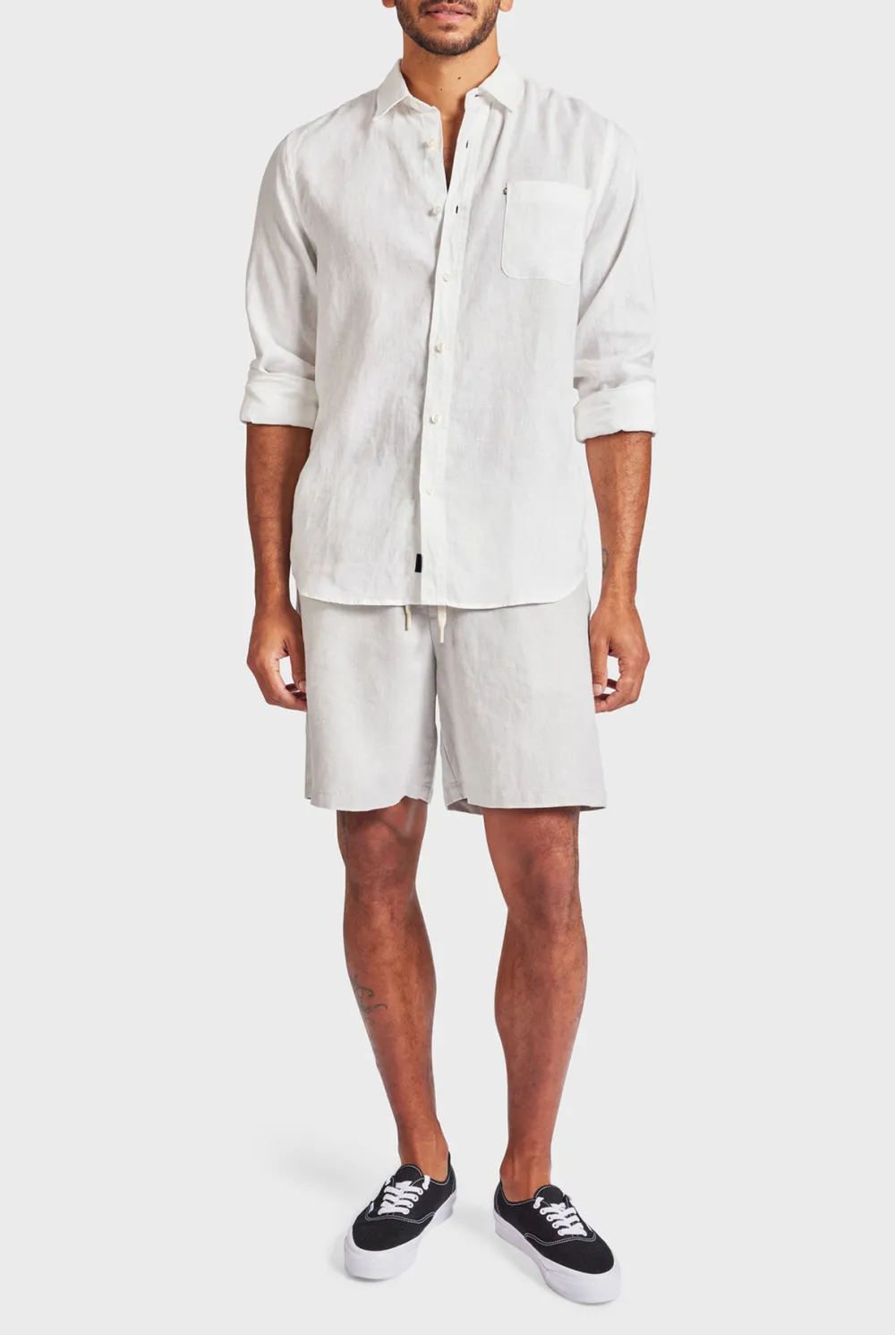 Jeff Linen Short-Ice grey
