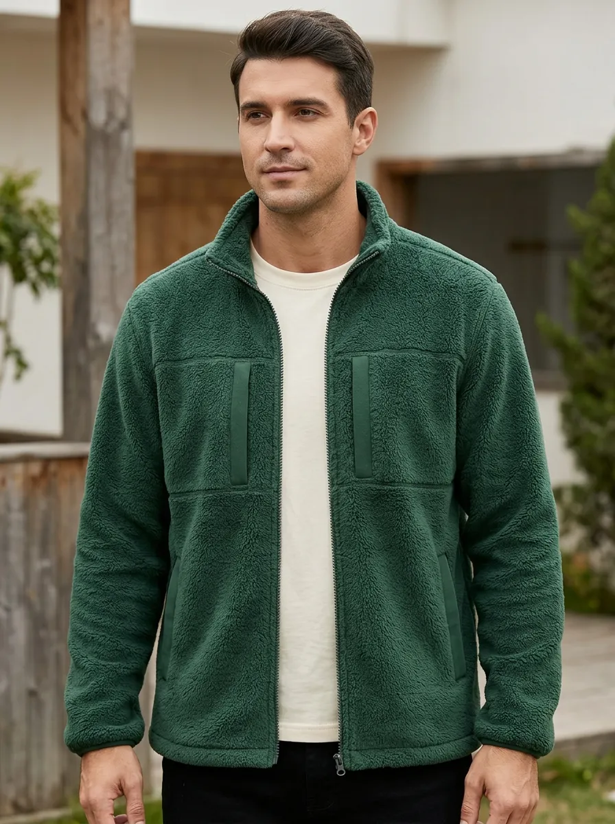 Relaxed Sherpa Fleece Zip Jacket