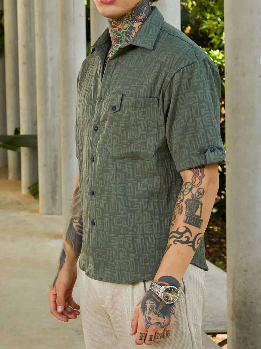 Green Casual Style Oversized Shirt