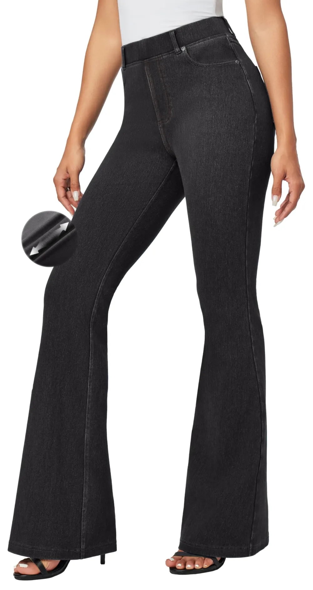 Women Stretchy Flare Jeans In Black