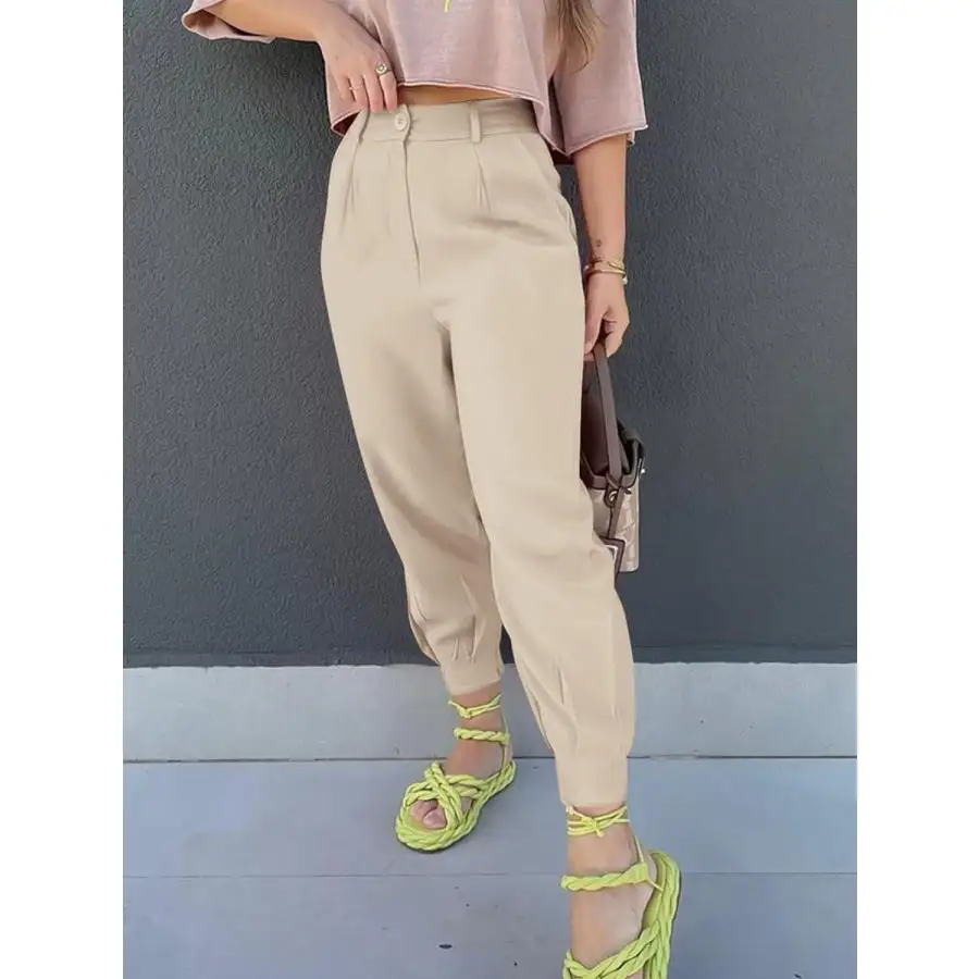 Classic High Waist Cropped Pants