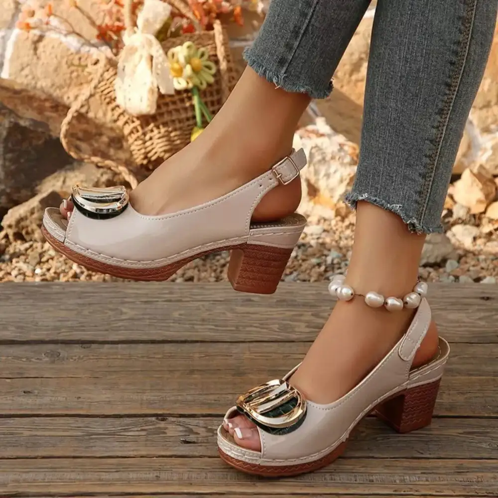 Modern Peep Toe Block Heel Sandals