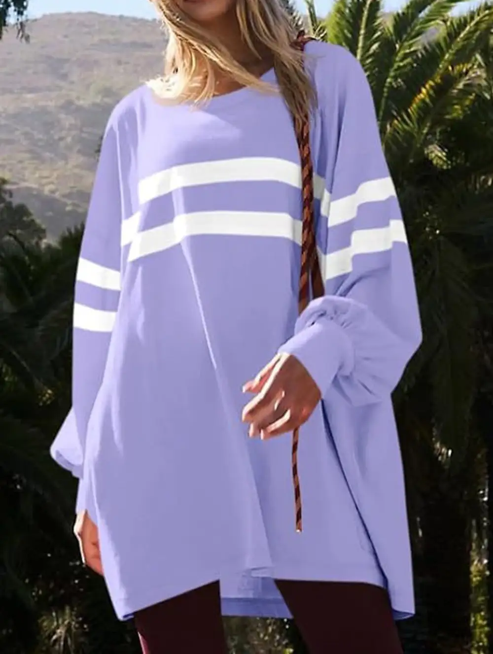 Striped Crew Neck Loose Sweatshirt