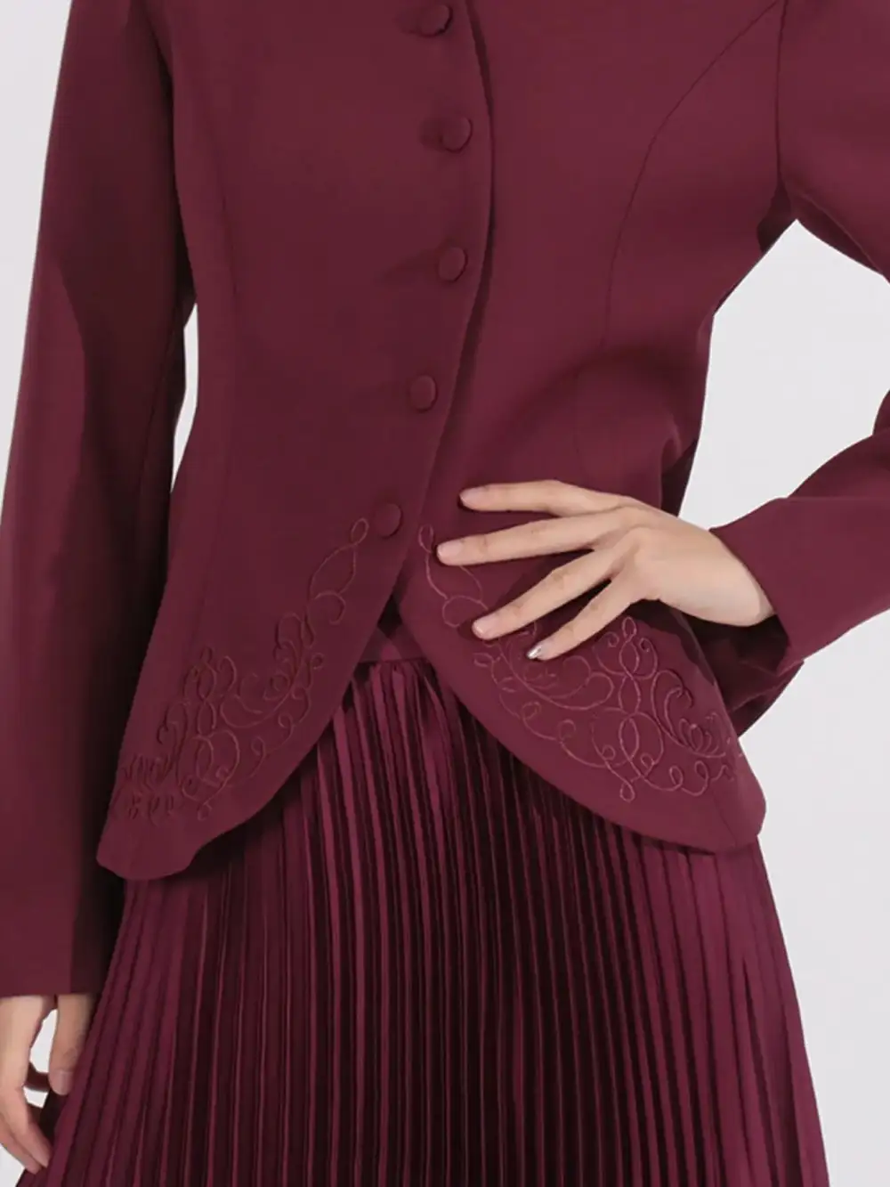 Neat Button Front Long Sleeve Coordinated Set