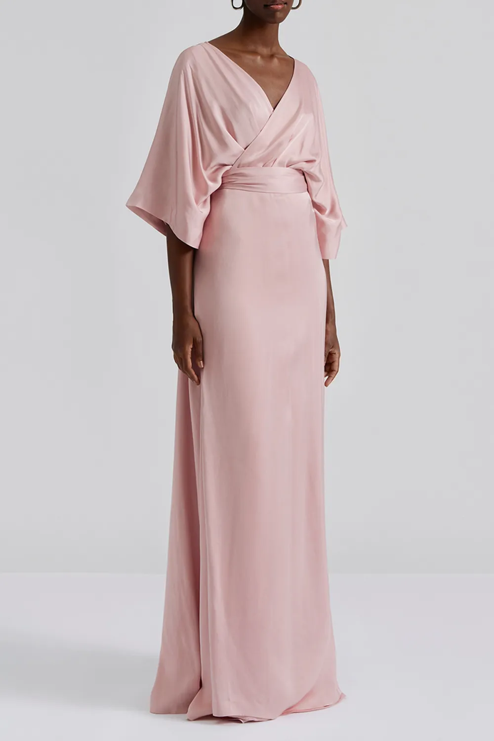 Wrap Style Satin Maxi Dress