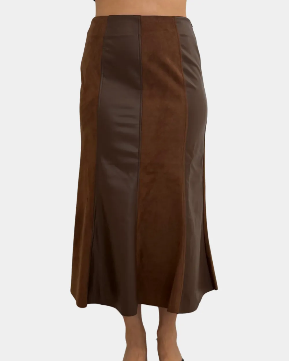 Suede & Leather Panel Skirt