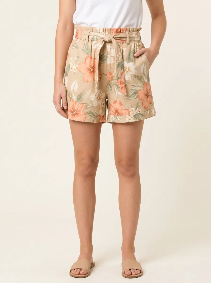 Women's Hibiscus Relaxed Casual Printed Shorts
