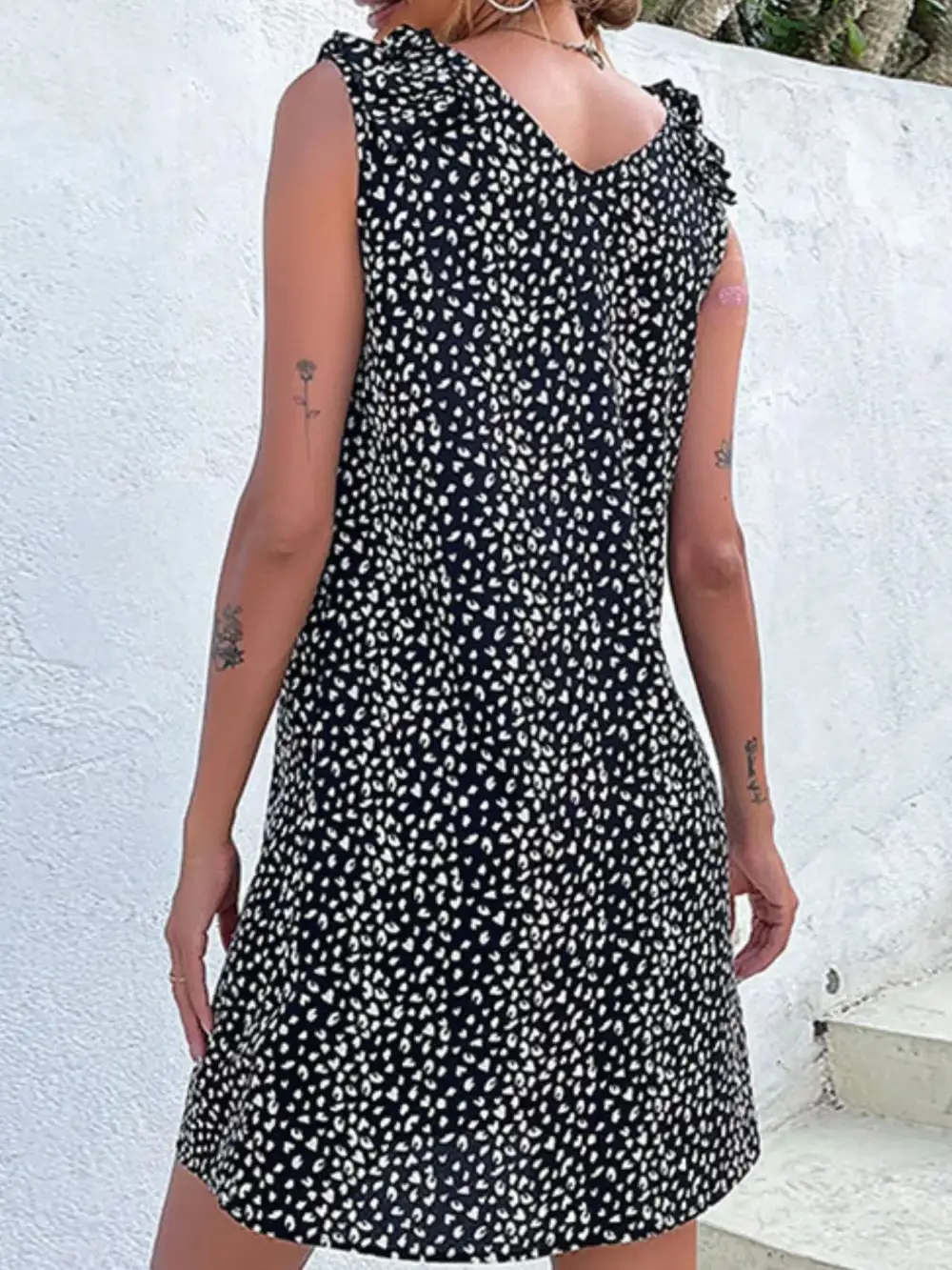 Animal Print Ruffle Sleeveless Mini Dress