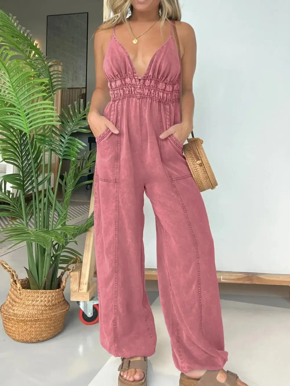 Plus Size Wide Leg Spaghetti Strap Accessory