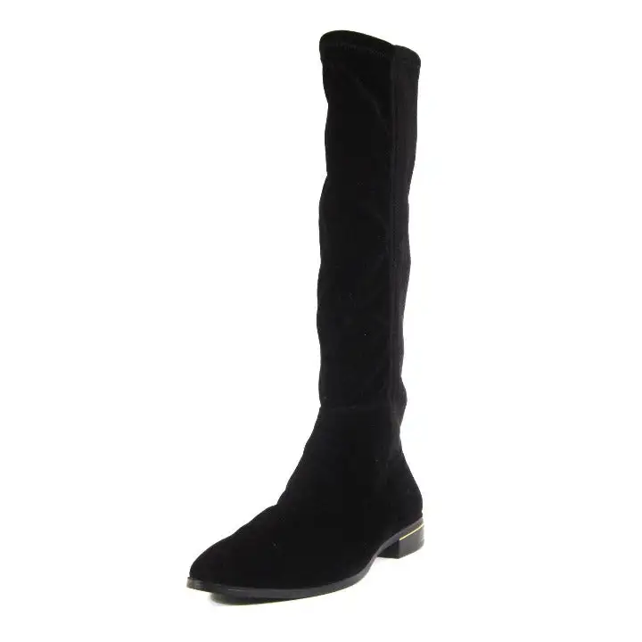 Velvet Stretch Back Knee High Boots