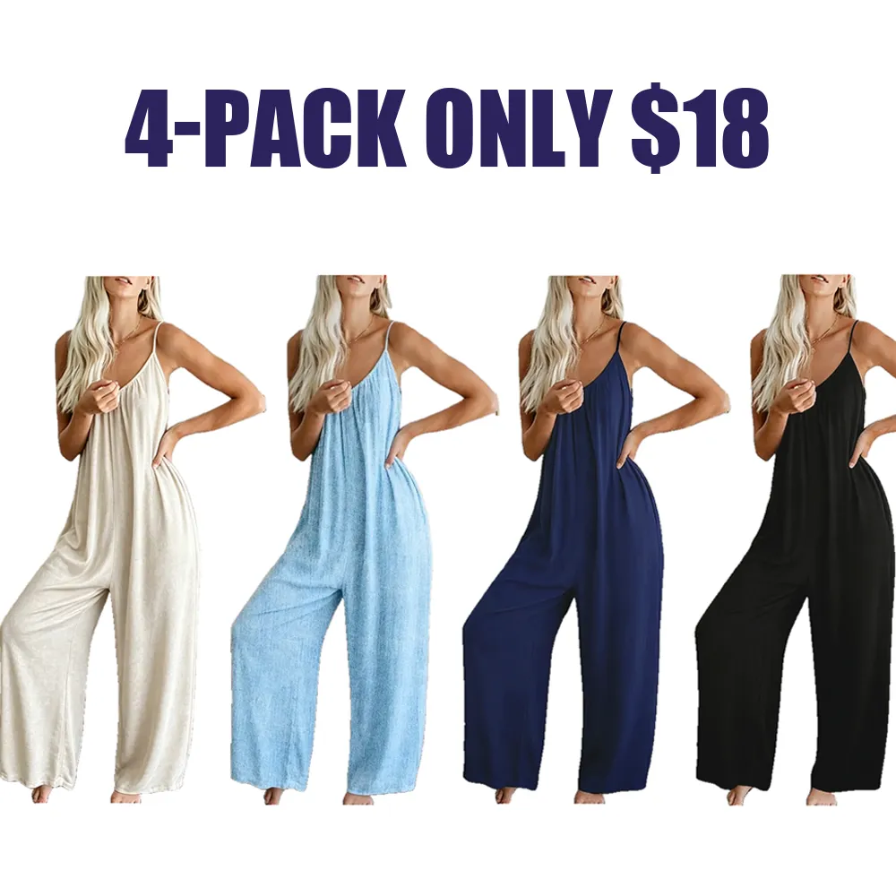 Plus-Size Fashion — Wide-Leg Suspender Jumpsuit