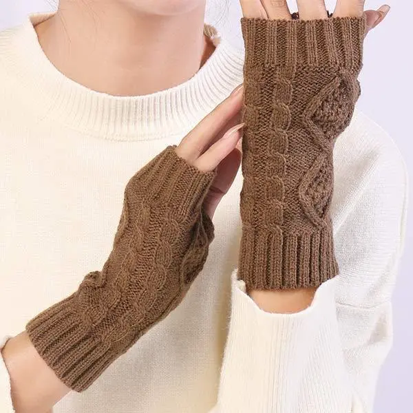 Knitted Wool Warm Half Finger Mitts 80899494C