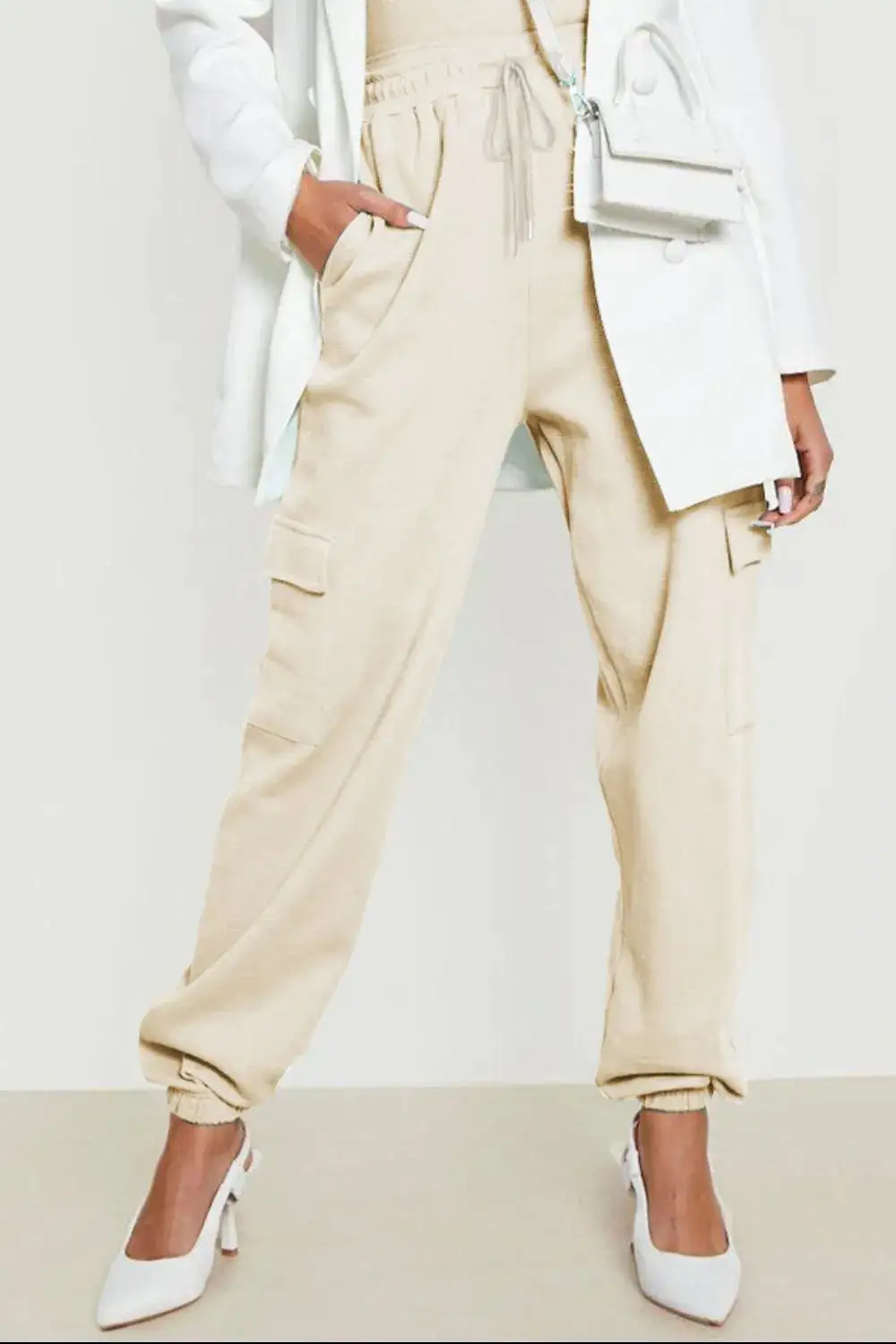 Polished Drawstring Pocket Detail Pants
