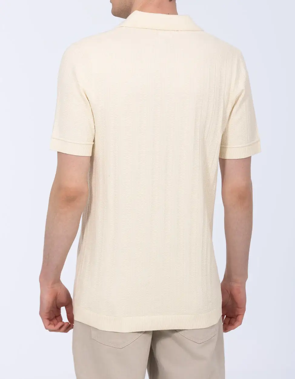 Modern Textured Open Collar Polo Shirt