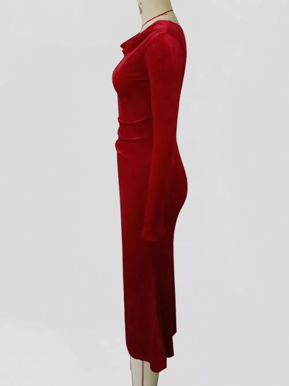 Velvet Long Sleeve Midi Dress