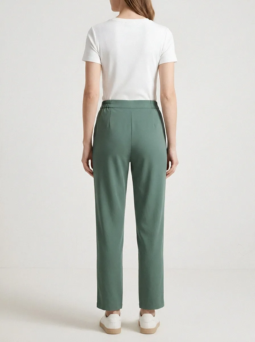 Women's Ice Silk Straight-Leg Elastic-Waist Casual Pants
