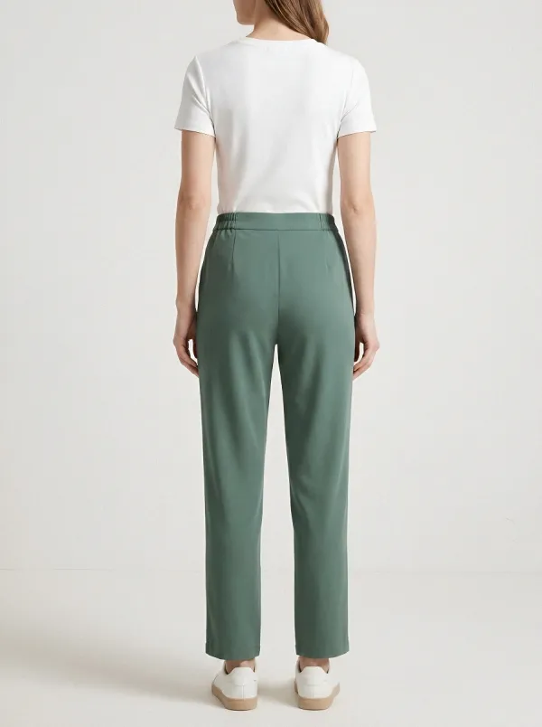 Women's Ice Silk Straight-Leg Elastic-Waist Casual Pants